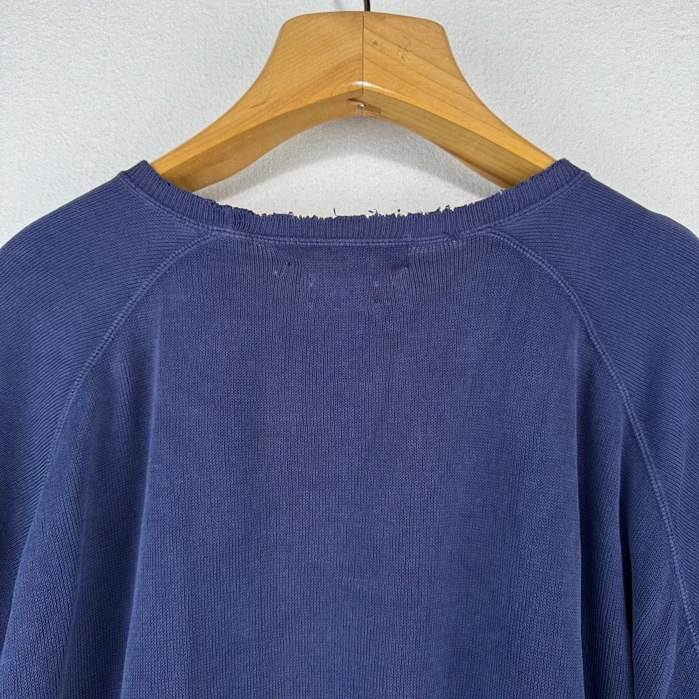90's‎ Vtg Polo Ralph Lauren Raglan Short Sleeve Sweatshirt Blue XL *Distressed